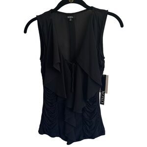 NWT XOXO V-Neck Lace Up Ruffled Sleeveless Top, Size S